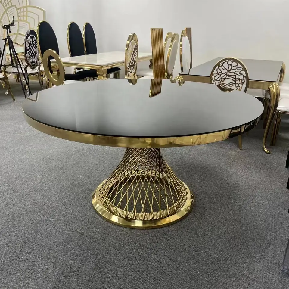 latest wedding furniture wedding event dining table hotel furniture stainless steel metal base round square tables