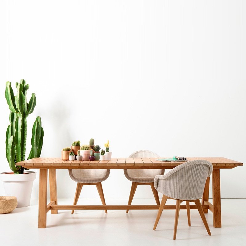Set Dining Table Teak Wood With Wicker Synthetic All Weather Luxury Leisure Outdoor Furniture Teak Outdoor Dining Set