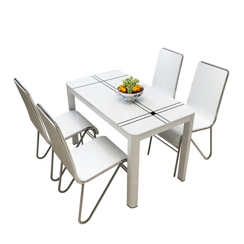 Modern simple tempered glass small apartment dining table double-sided connection household dining table chair Set