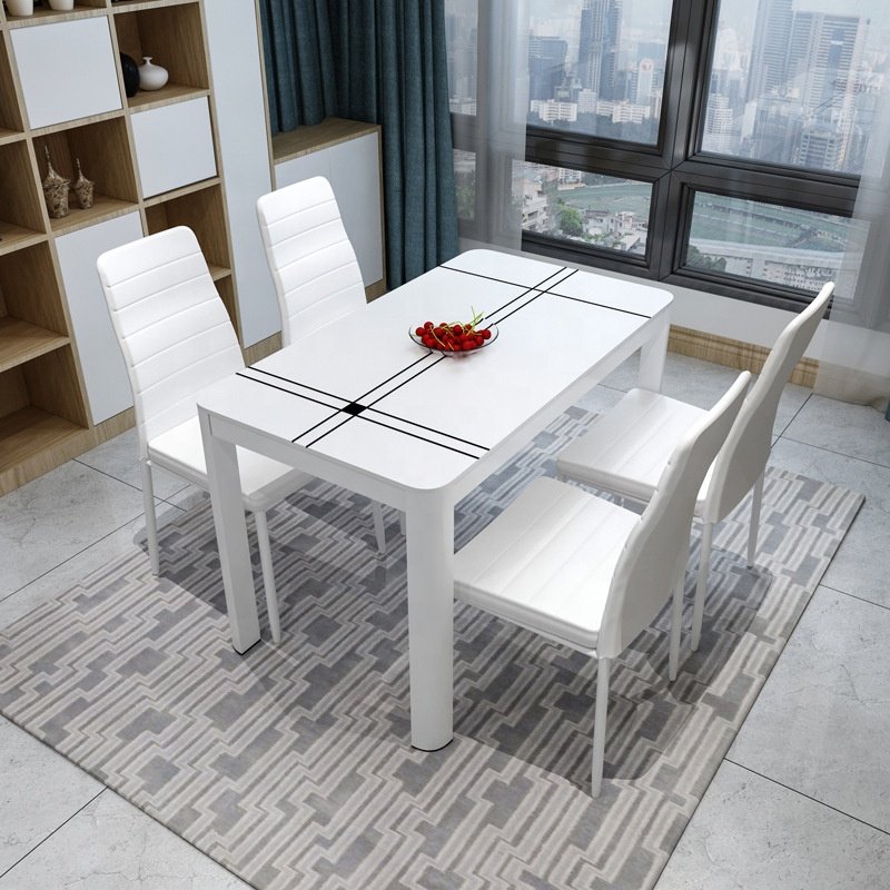 Modern simple tempered glass small apartment dining table double-sided connection household dining table chair Set