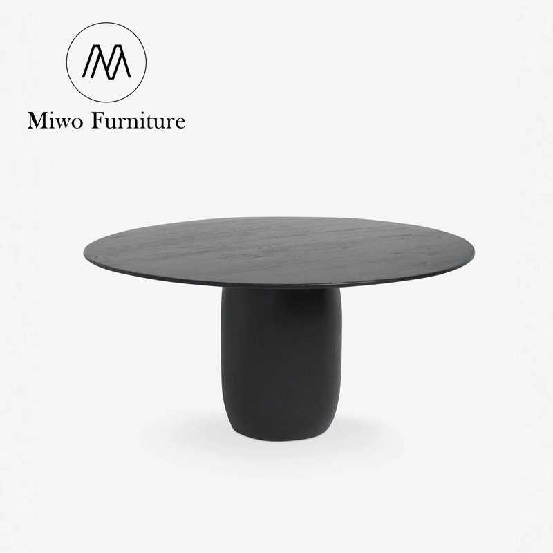Dining room table and 4 chairs modern design round solid wood luxury black dining table set home restaurant furniture