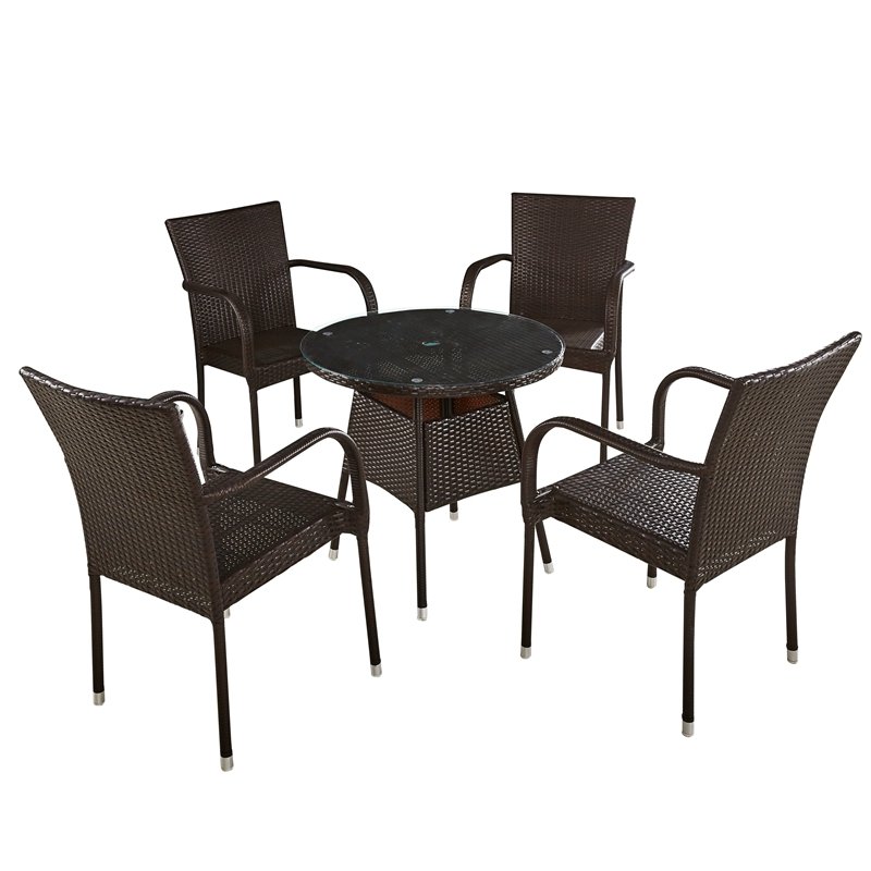 Patio Furniture Bistro Rattan Coffee Set Garden Coffee Table and Chair Modern Outdoor Dining Set Outdoor Furniture High End