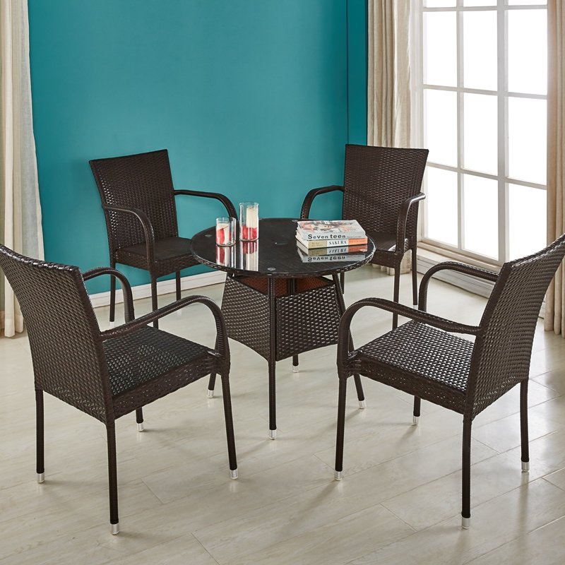Patio Furniture Bistro Rattan Coffee Set Garden Coffee Table and Chair Modern Outdoor Dining Set Outdoor Furniture High End