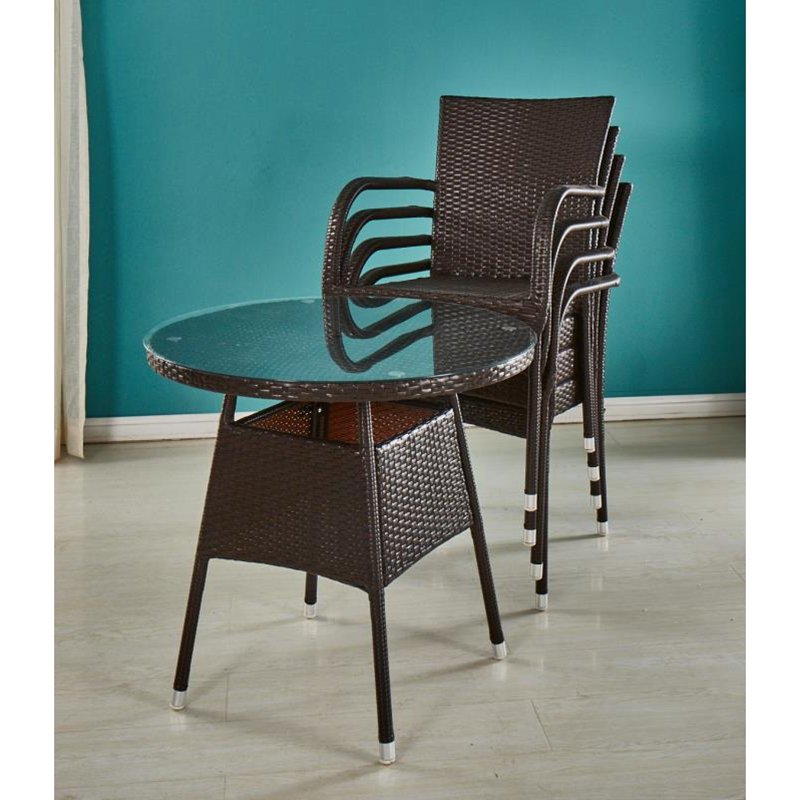 Patio Furniture Bistro Rattan Coffee Set Garden Coffee Table and Chair Modern Outdoor Dining Set Outdoor Furniture High End
