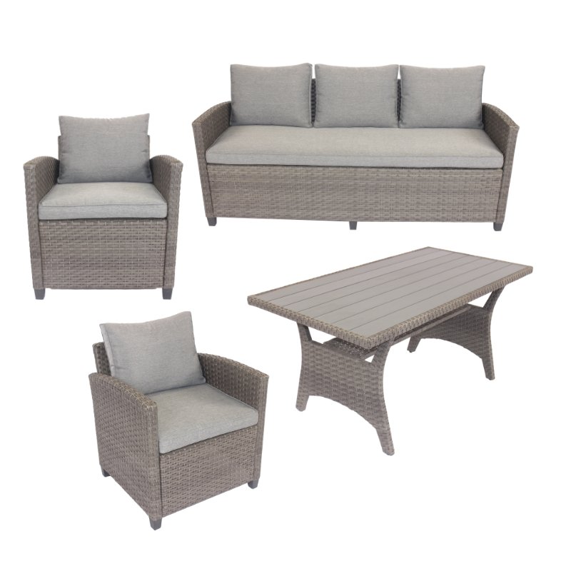 High-Quality Dining Table Set 8 Seater 5 Seaters Outdoor Table And Chair Set Pe Rattan Dining Sofa Set 211G Phu Linh Vietnam