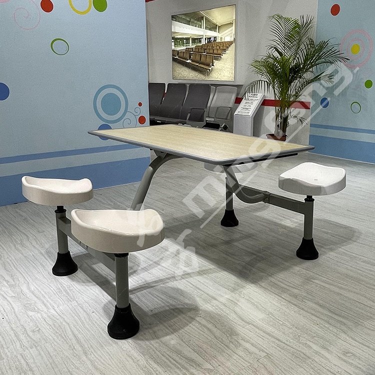 Factory Wholesale Modern Dining Table School Conjoined Canteen Table and Chairs Set