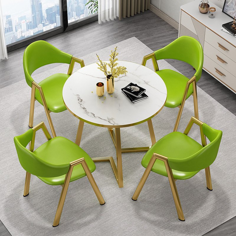 4 Seater Dining Table And Chair Cotton Linen Curved Dining Chair Staff Canteen Dining Table And Chair