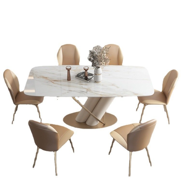 Light luxury rock plate dining table and chair combination of Italian home living room Nordic modern simple dining table