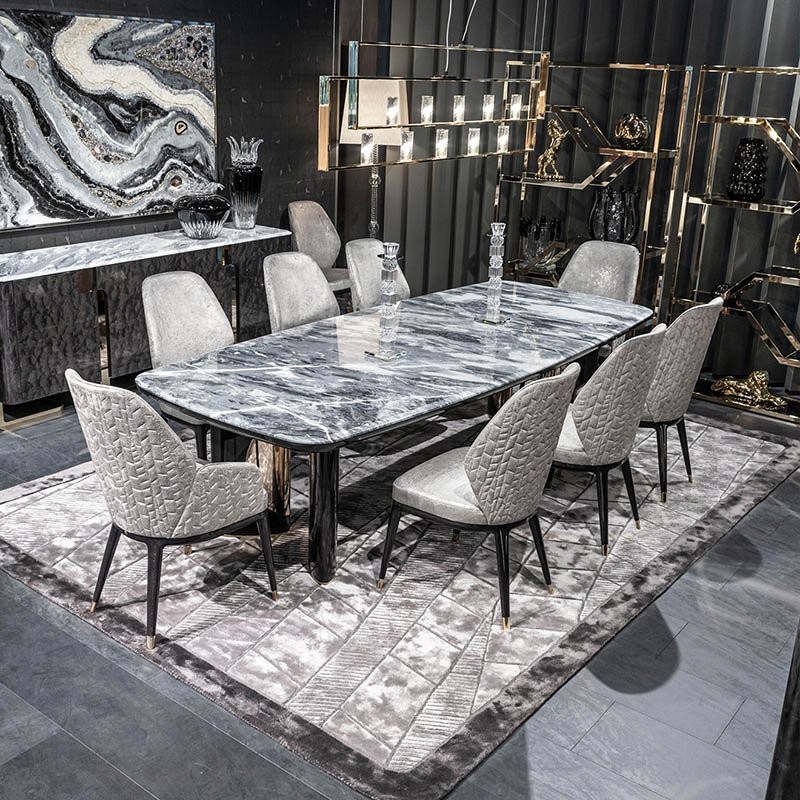 Black rectangular marble top dining table modern restaurant furniture luxury marble dining table