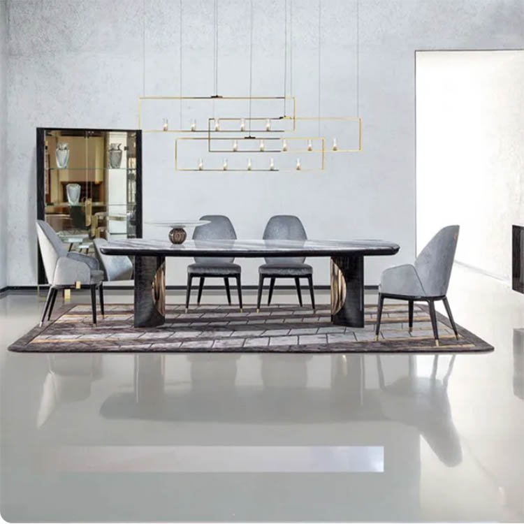 Black rectangular marble top dining table modern restaurant furniture luxury marble dining table