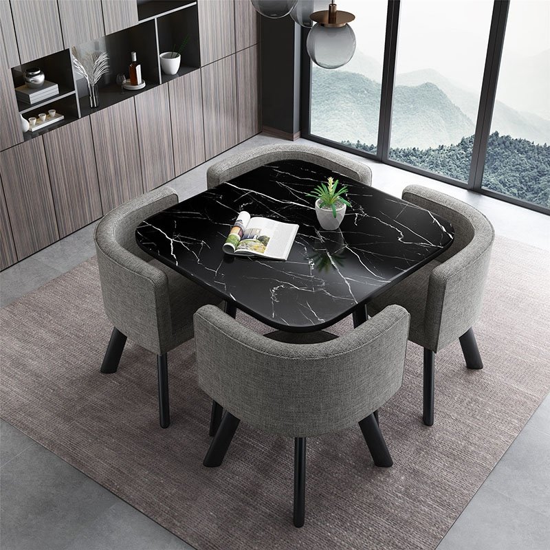 Hotel Comedores Modernos Table And 4 Chair Dinning Mesas Para Restaurant Furniture Marble Square Dining Table Set