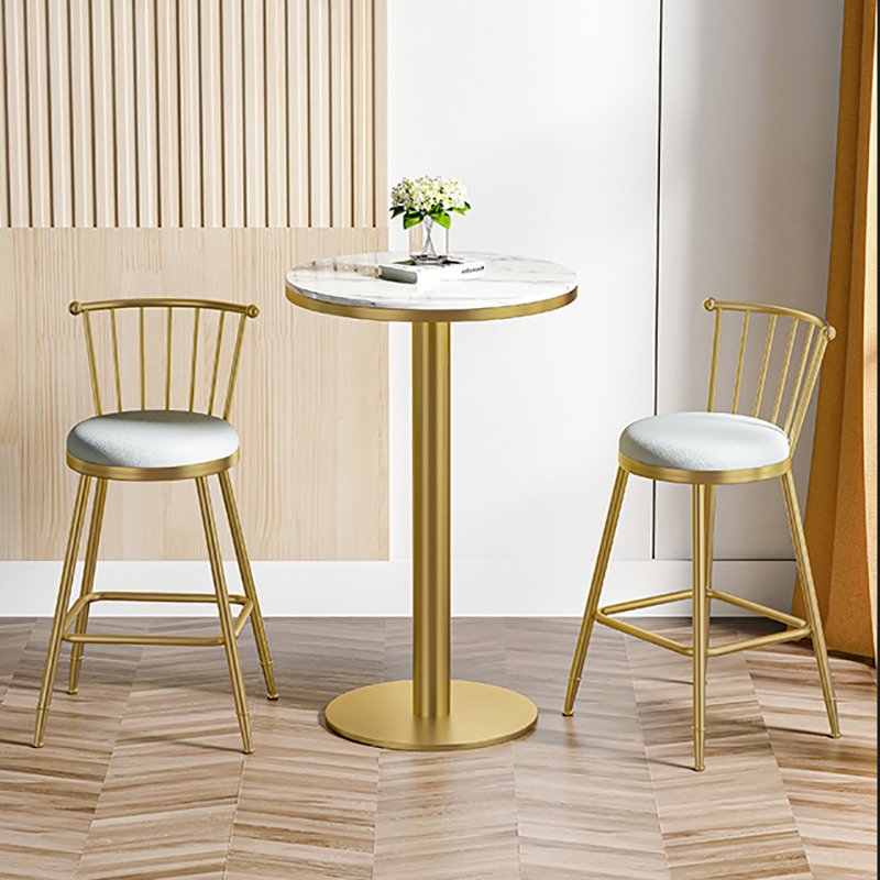 dining table and chairs bench set with wooden top and metal framed furniture set