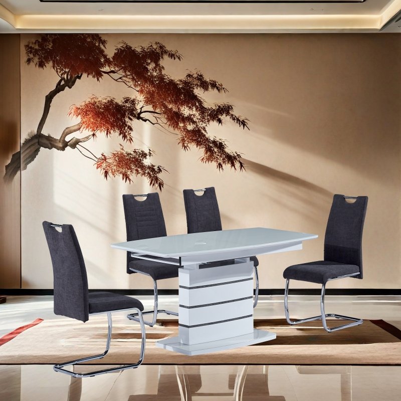 Hot Sale MDF Butterfly Extension High Gloss Luxury Dining Table in Dining Room Furniture