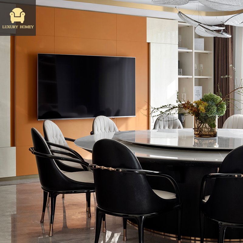 3D Free Modern Black White Leather Dining Table Chair Sets Luxury Furniture Italian designer interior graphic designers service
