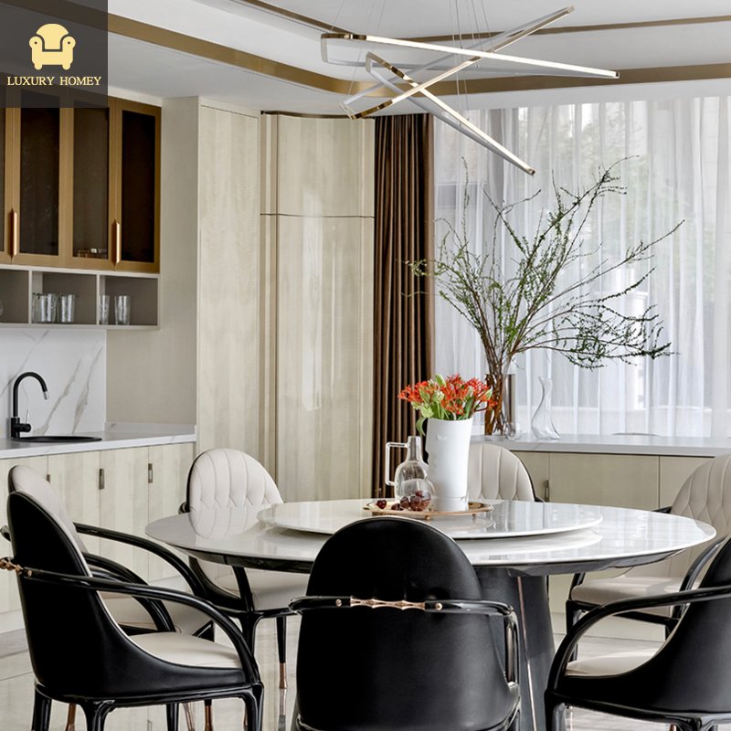 3D Free Modern Black White Leather Dining Table Chair Sets Luxury Furniture Italian designer interior graphic designers service
