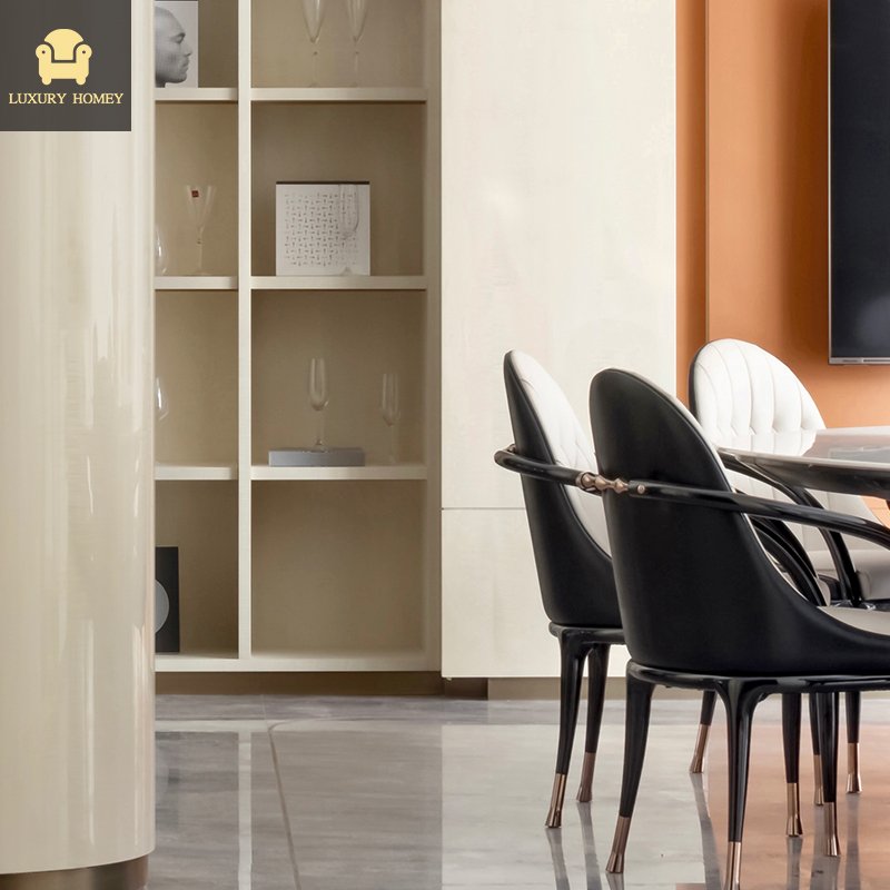 3D Free Modern Black White Leather Dining Table Chair Sets Luxury Furniture Italian designer interior graphic designers service