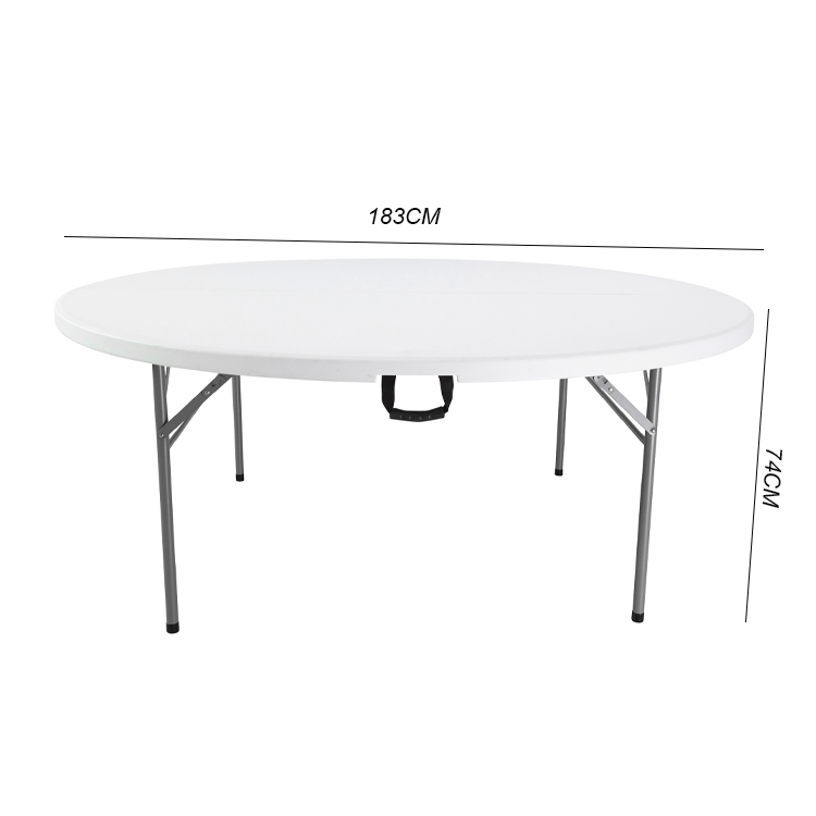 72inch 180cm White Portable HDPE Blow Folding Plastic Round Wedding Party Event Outdoor Banquet Dining Table
