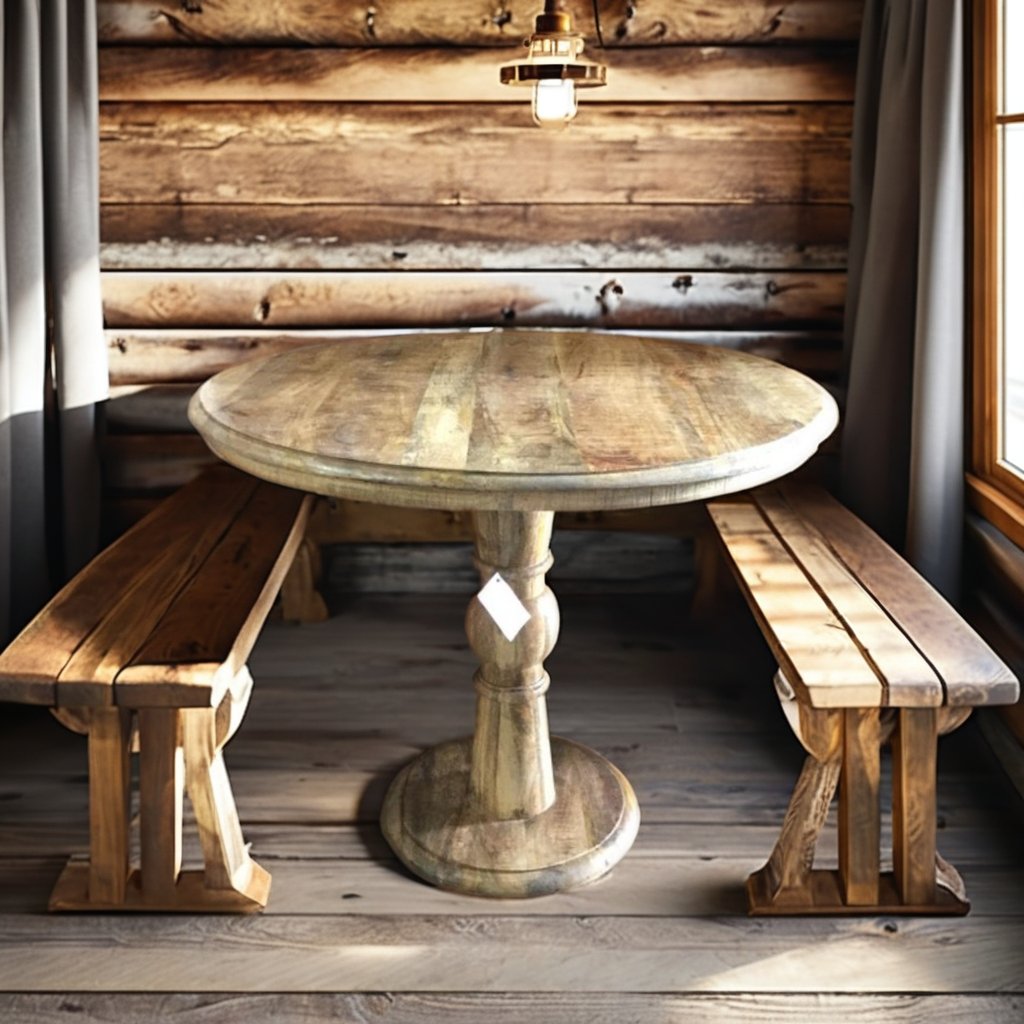 2024 American New Round Dining Table with Newbern Dining Room Living Room Restaurant Furniture for Outdoor Mall Use