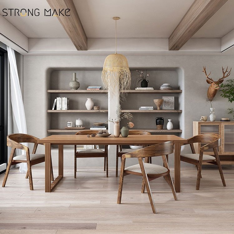 Solid Wood Dinning Table Minimalist Modern Kitchen Indoor Modern Luxury 4 Seater Wooden Dining Table