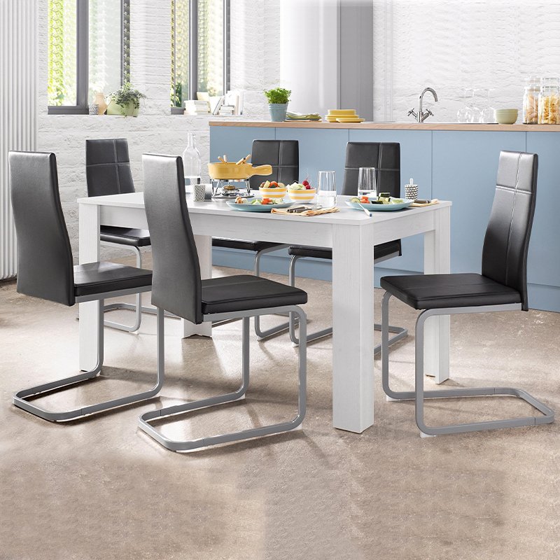 2363 square dining table design melamine surface top restaurant table 4 chairs living room furniture White,Oak Customized PANEL