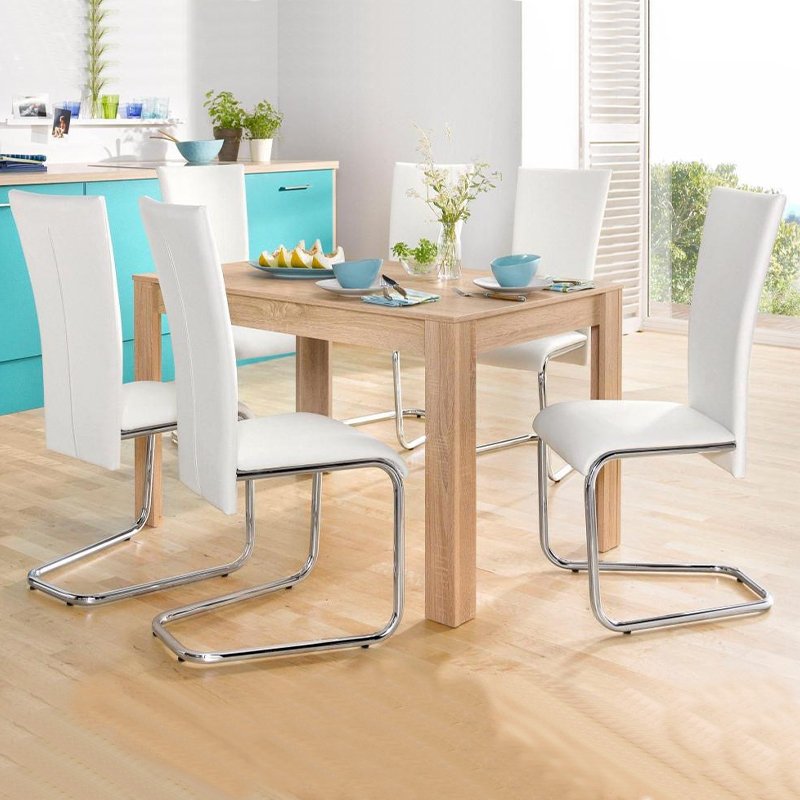 2363 square dining table design melamine surface top restaurant table 4 chairs living room furniture White,Oak Customized PANEL