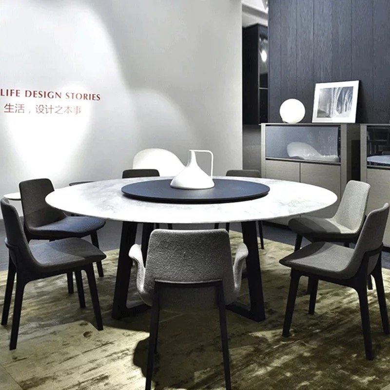 marble luxury round dining table with rotating centre dining room furniture