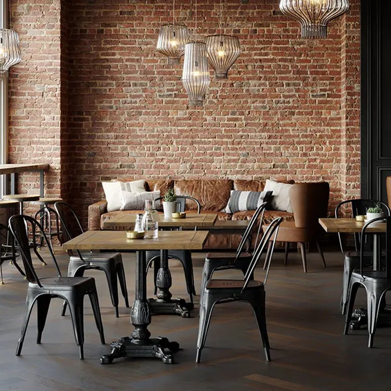 Foshan good quality square restaurant table wooden dinning table and chair set for restaurant and bar