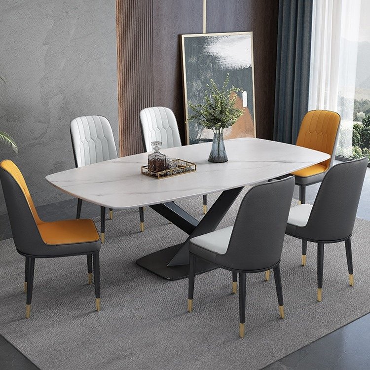 Italy Design Banquet Concrete Stone Top Commercial Rectangle Marble Dining Table Set 10 seater dining table decoration