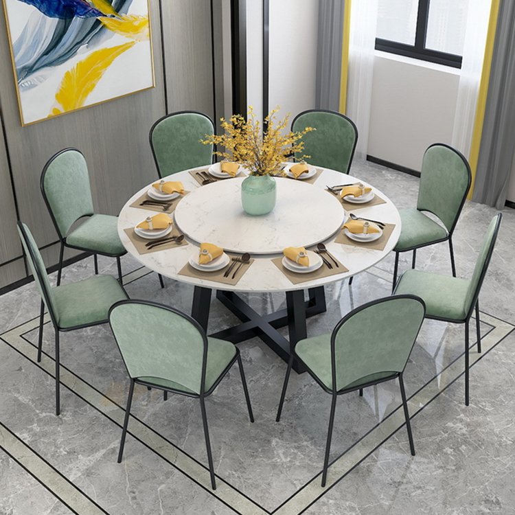 Modern stainless frame marble top dining table chairs set 6 chairs 8 chairs living room furniture set