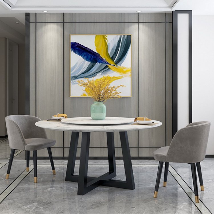 Modern stainless frame marble top dining table chairs set 6 chairs 8 chairs living room furniture set