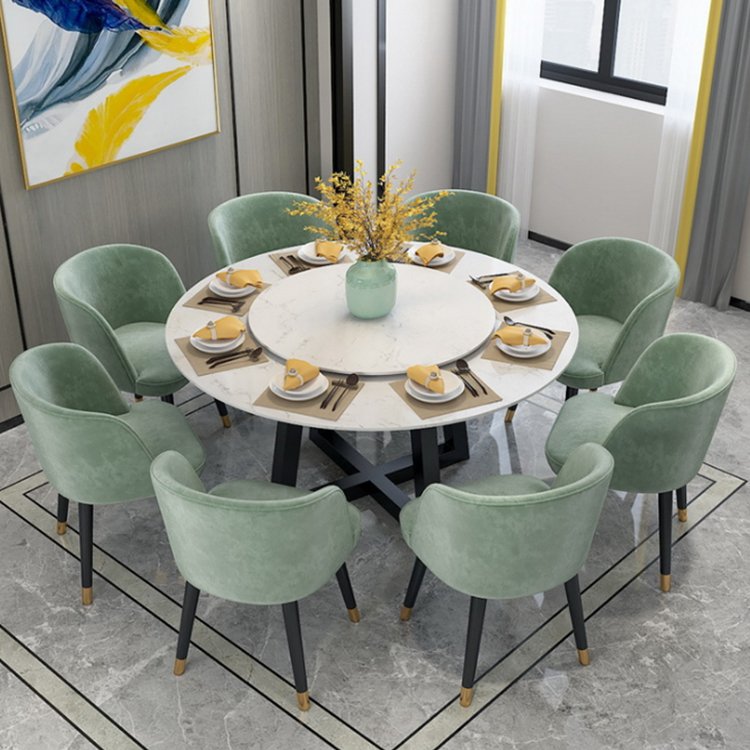 Modern stainless frame marble top dining table chairs set 6 chairs 8 chairs living room furniture set
