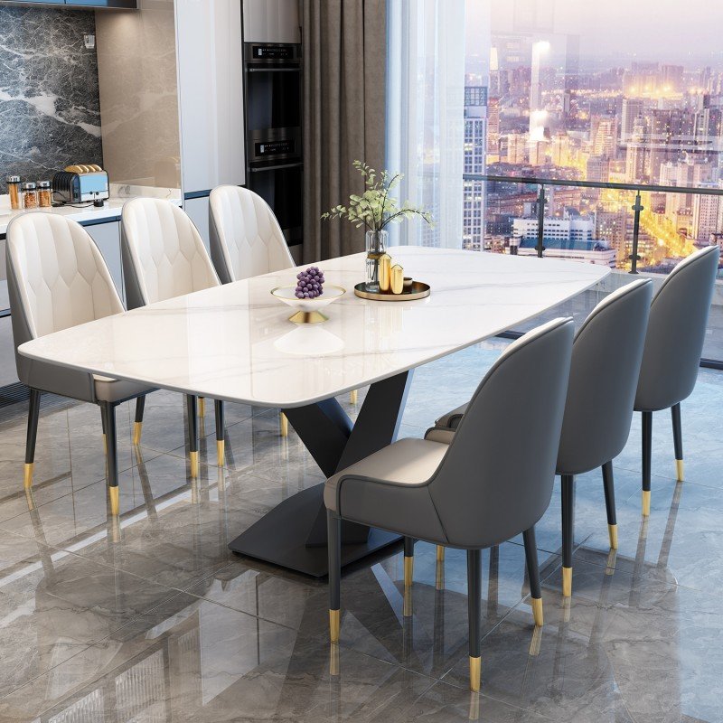 customized Italian minimalist marble dining table modern light luxury rectangular western dining table home dining table