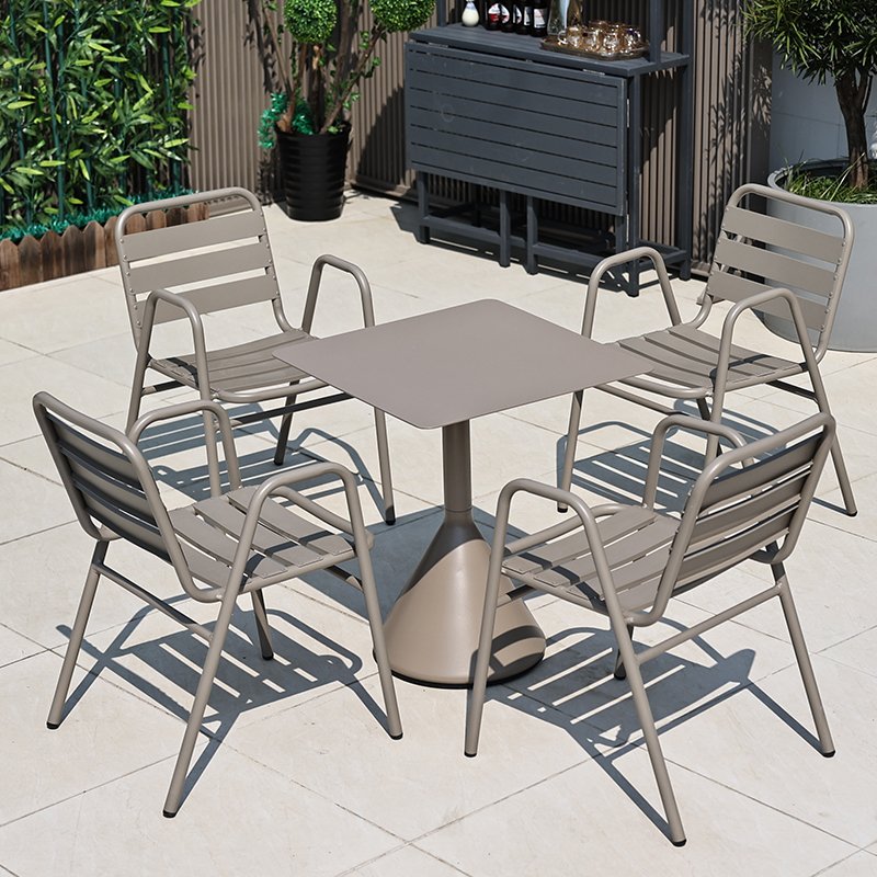 Modern Metal Patio Furniture Aluminum Restaurant Garden Table Set Outdoor Dining Table And Chairs Set
