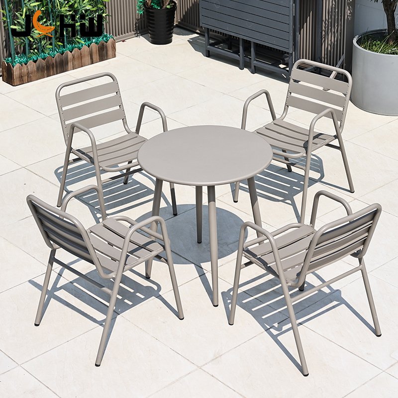 Modern Metal Patio Furniture Aluminum Restaurant Garden Table Set Outdoor Dining Table And Chairs Set
