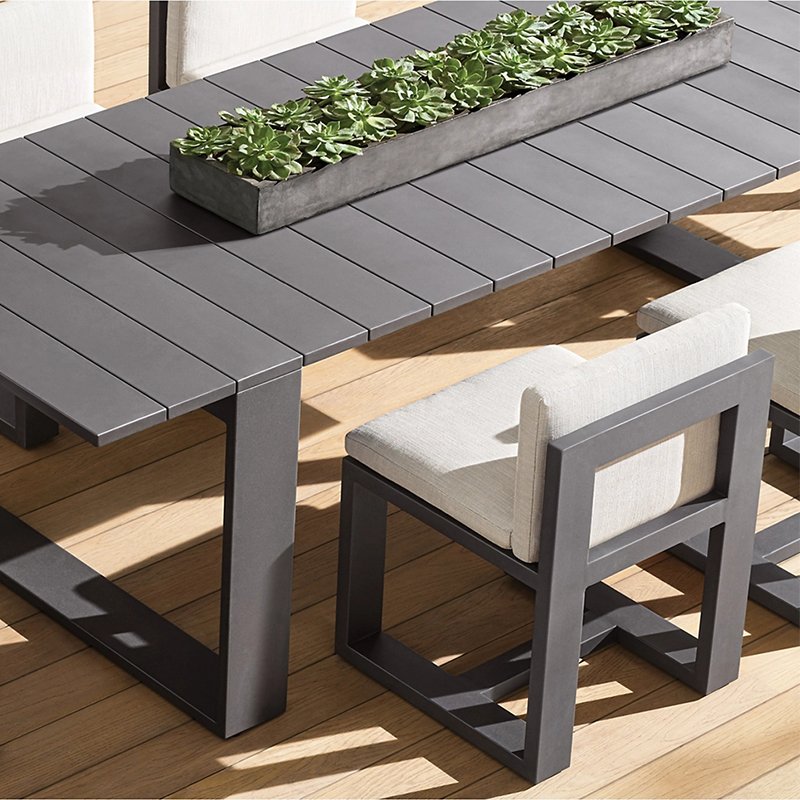 villa backyard dining table set metal outdoor dining table and chair hotel patio black aluminum outdoor dining set