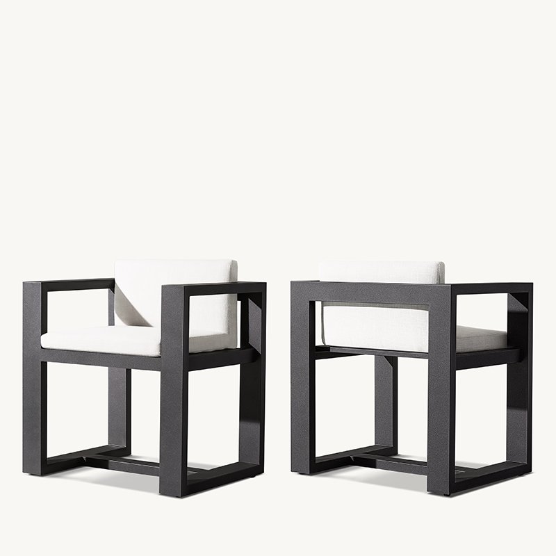 villa backyard dining table set metal outdoor dining table and chair hotel patio black aluminum outdoor dining set