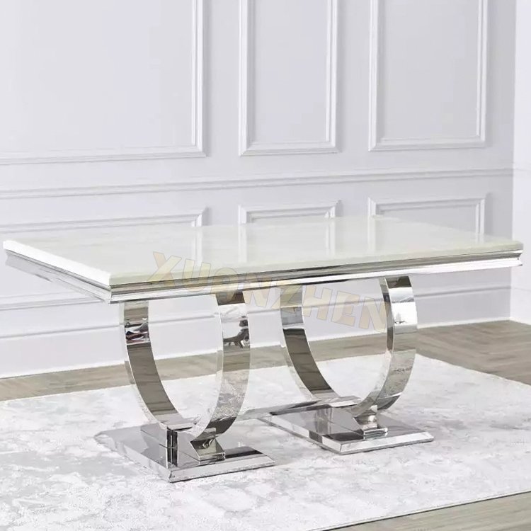 modern sliver stainless steel frame marble top dining room furniture marble dining table luxury dining tables