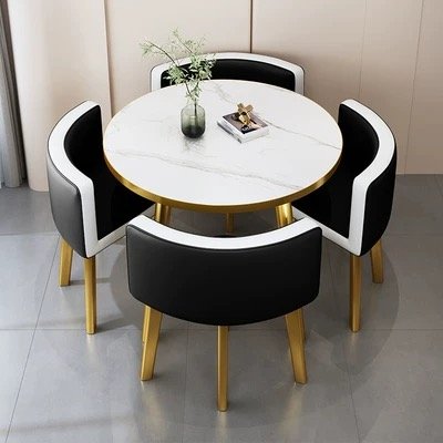 Convertible Family Restaurant Furniture Set 1 Table and 4 Chairs for Apartment or Hotel Lobby Dining Table Set Home Furniture