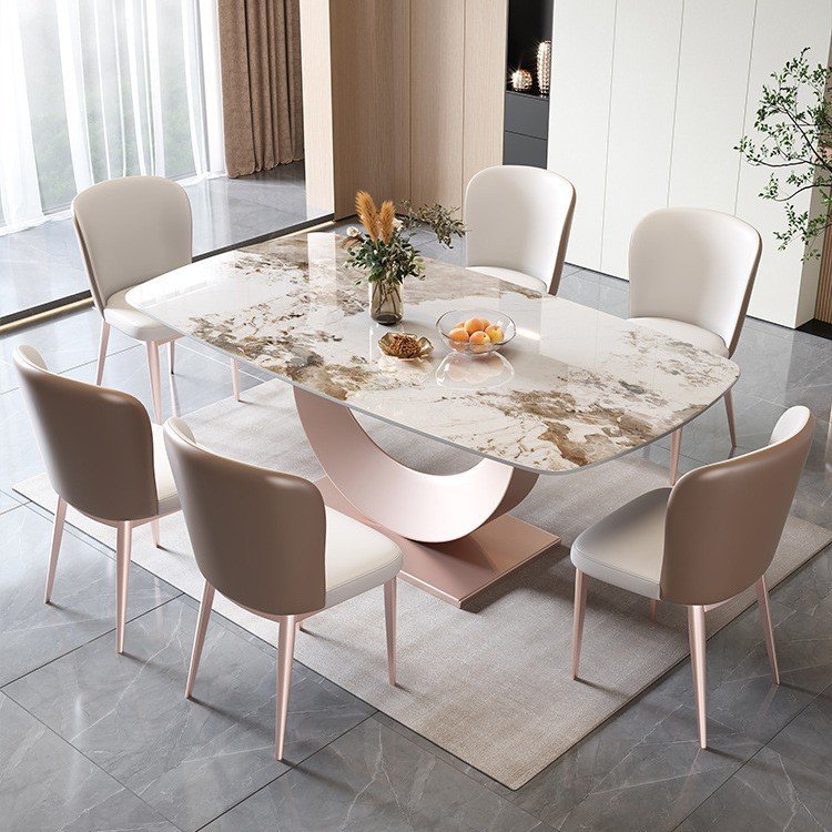 Modern Light Luxury Slate Dining Table Set for Home Kitchen Hotel Entry Warehouse Workshop Laundry