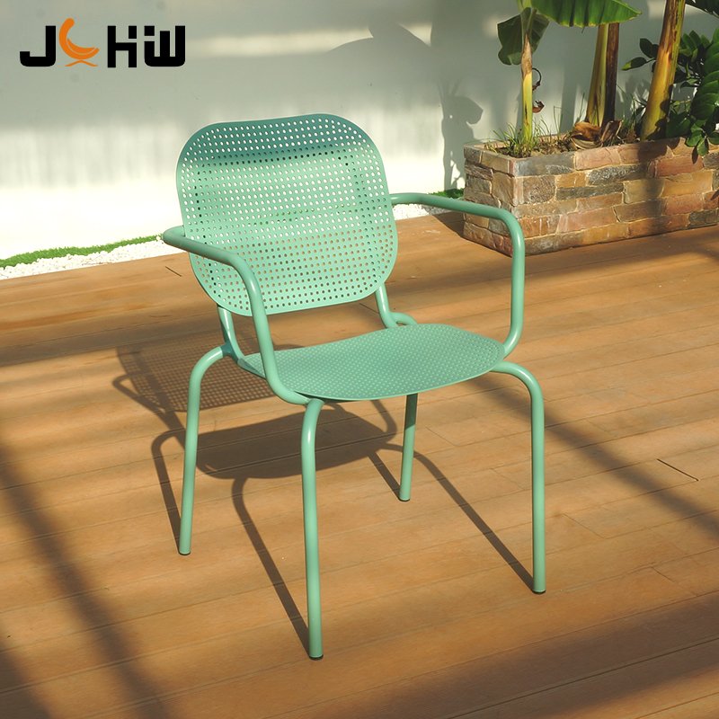 Manufactory direct modern aluminum metal outdoor dining table and chair commerical patio furniture table