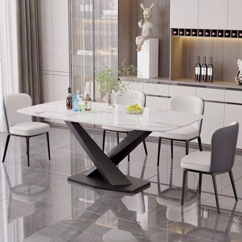 Italian light luxury imported light rock plate table modern household small apartment type minimalist rectangular meal table