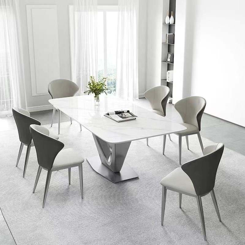 Italian light luxury imported light rock plate table modern household small apartment type minimalist rectangular meal table