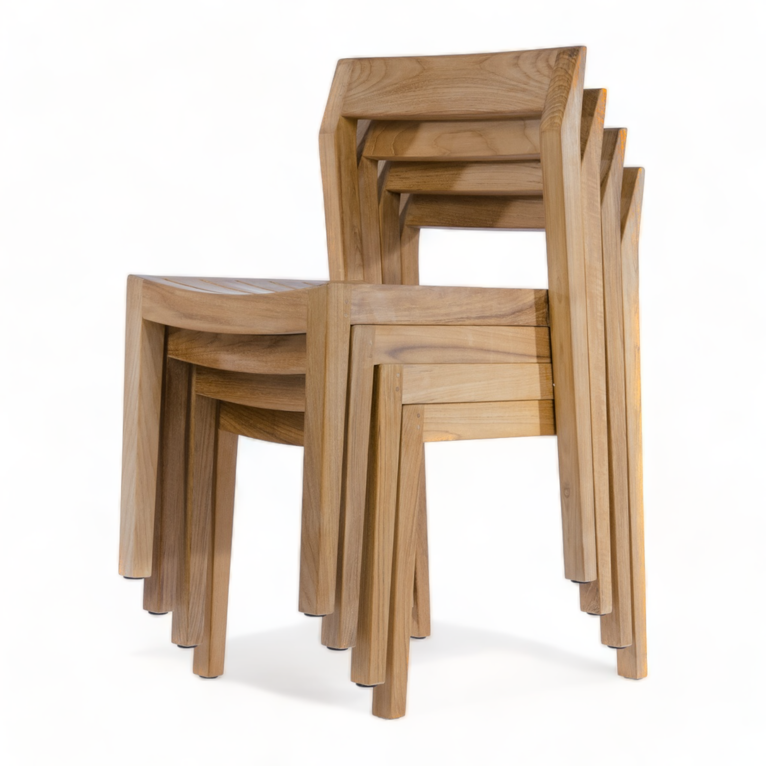 Premium Quality Dried Teak Wood Restaurant Dining Table Set 8 Stacking Chairs for Outdoor Dining Garden Patio Hotel Villa Cafe