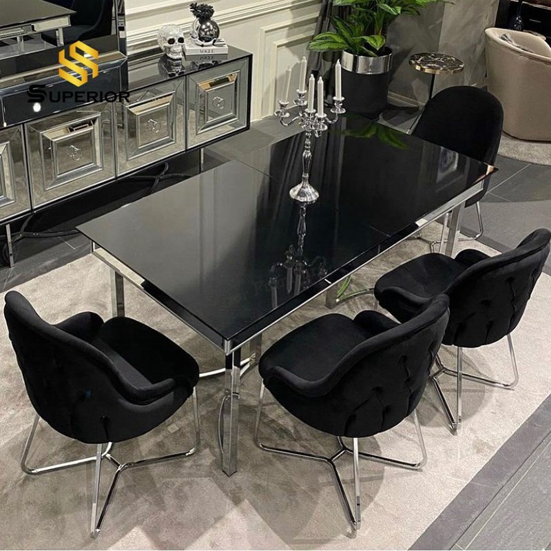 wholesale glass dining table set 6 seater comedores 4 sill home furniture dining table set