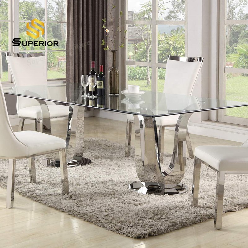 wholesale glass dining table set 6 seater comedores 4 sill home furniture dining table set