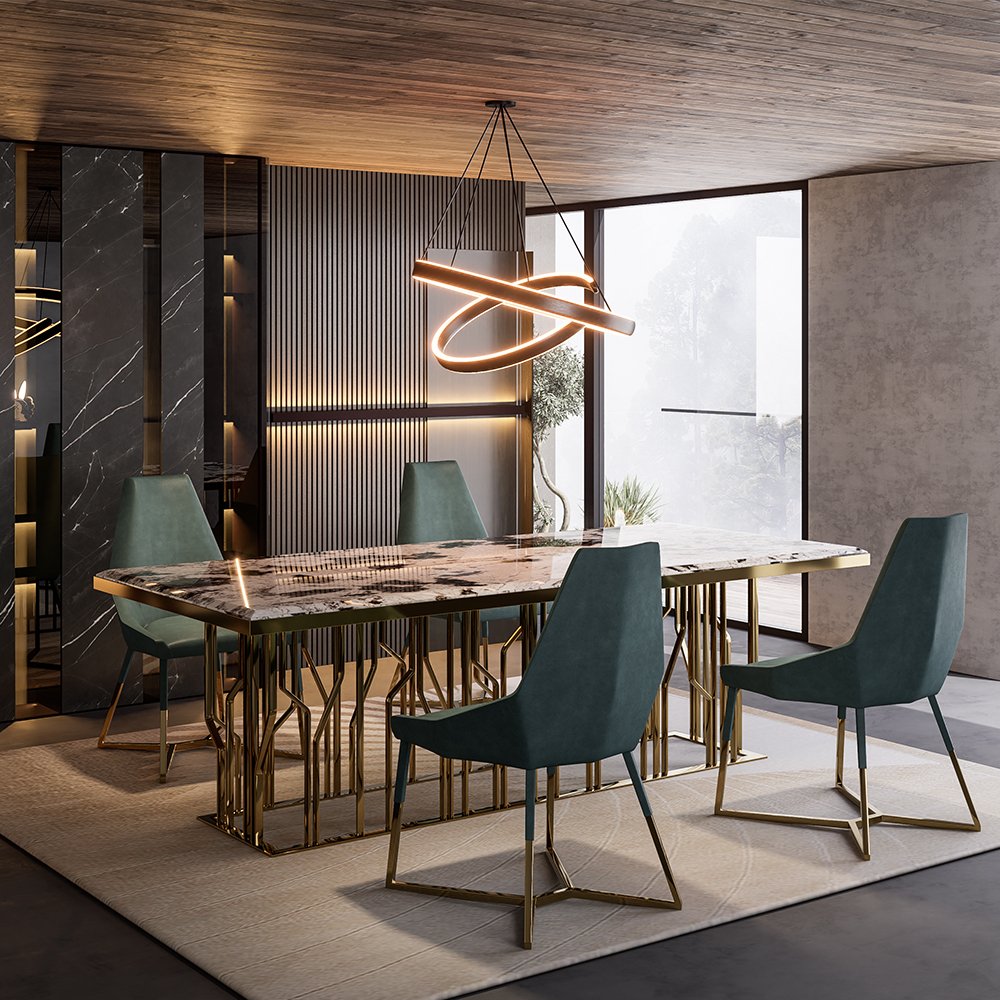 Kf Casa Italian Luxury Gold Dining Table Set Luxury Contemporary Dining Tables Centre Marble Table