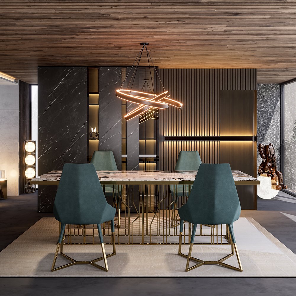 Kf Casa Italian Luxury Gold Dining Table Set Luxury Contemporary Dining Tables Centre Marble Table
