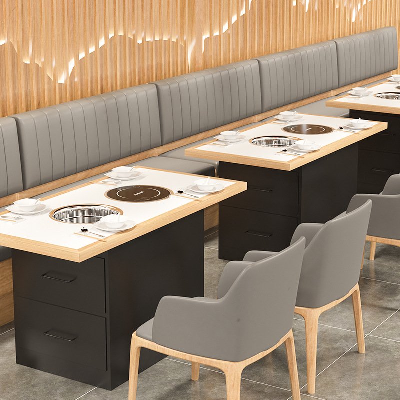 Commercial Restaurant Barbecue Grill Korean Smokeless Hot Pot BBQ Dining Table Set Factory Good Price