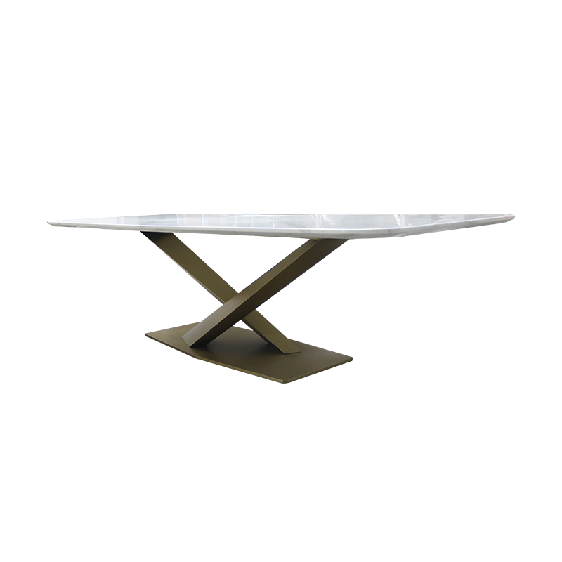 Nordic Light Luxury Dining Table Rectangular Mesa Legs 6 Seater Stainless Steel Marble Table Top For Dining room Hotel