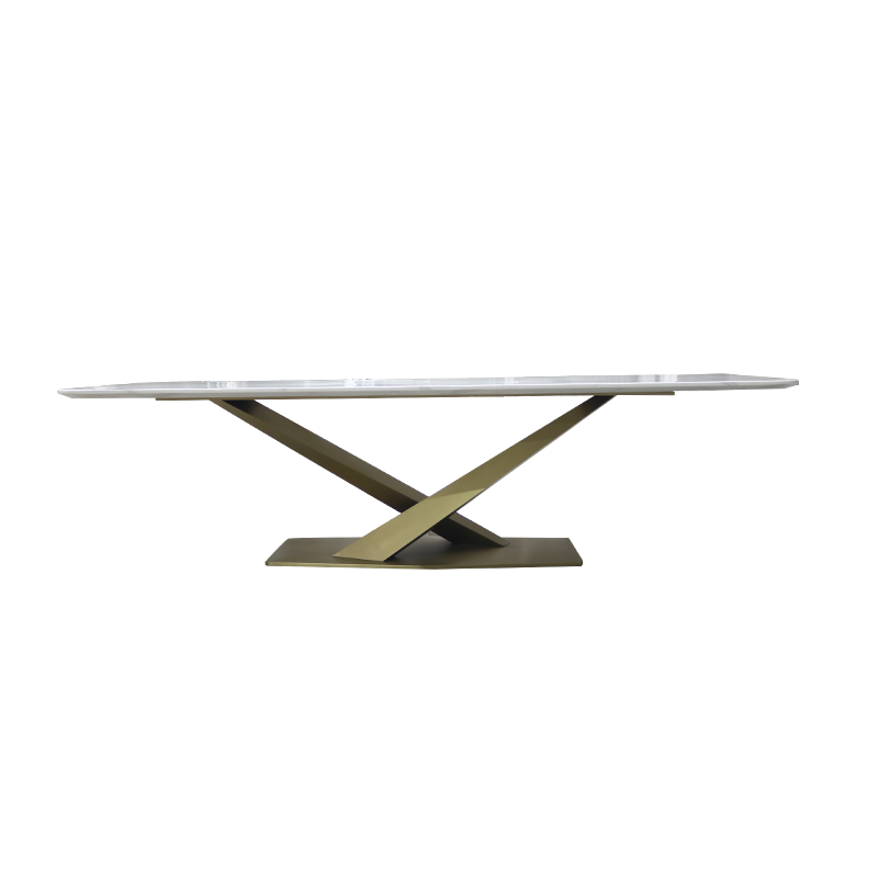 Nordic Light Luxury Dining Table Rectangular Mesa Legs 6 Seater Stainless Steel Marble Table Top For Dining room Hotel